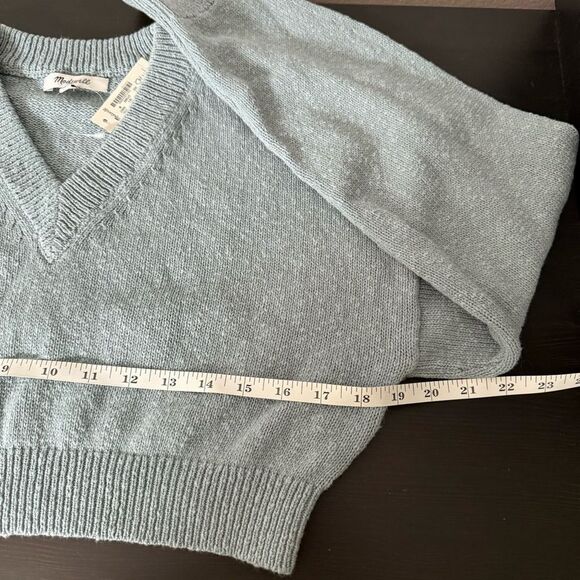 NWT Madewell Supercrop Sweater Womens Sz M Blue Knit V Neck Long Sleeve Pullover - Picture 10 of 11